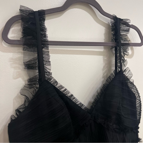 Betsy & Adam Tiered Ruffle Tulle Gown Black - Picture 12 of 12